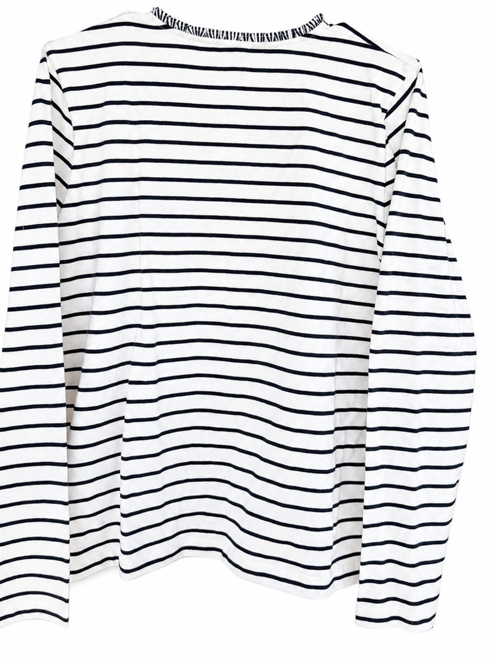 J. Crew Classic Striped Ruffle Henley Long Sleeve Top - NWT - Picture 3 of 6